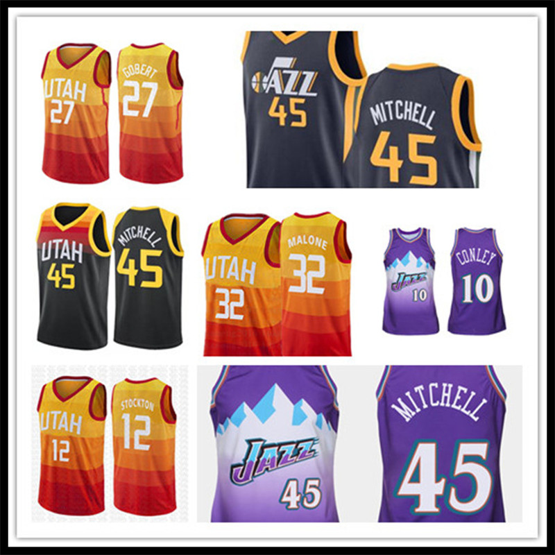 

UtahJazzDonovan 45 Mitchell Jersey Mike 10 Conley Rudy 27 Gobert John 32 Malone 12 Stockton Basketball Jerseys