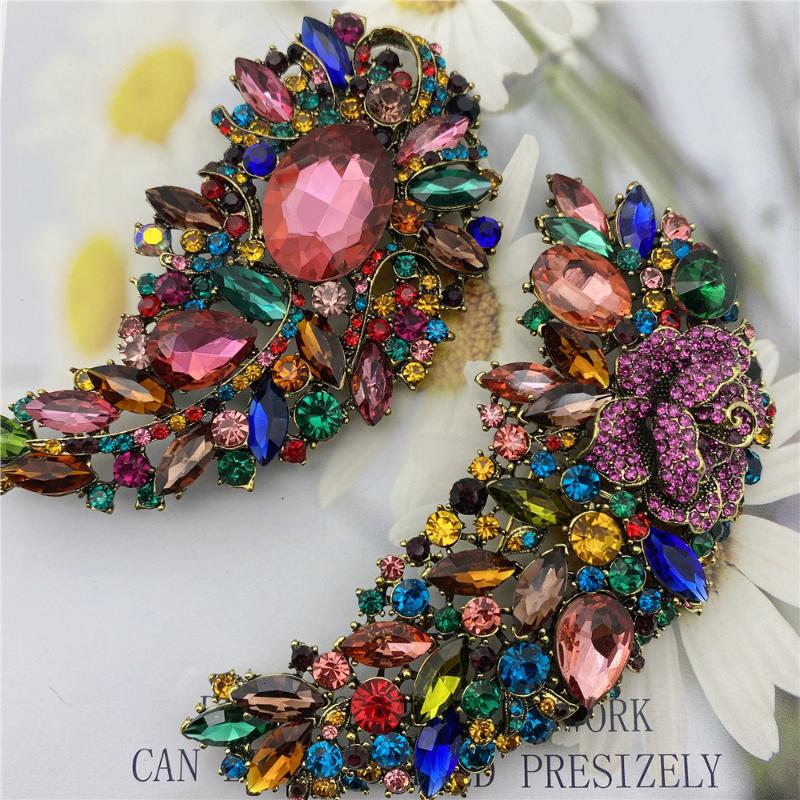 

Pins, Brooches Two Styles Trendy Fashion Large Charming Floral Rhinestone Brooch Pin For Wedding Party