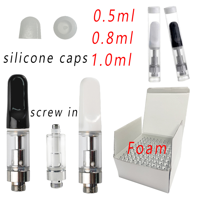 

TH205 Atomizers Empty Vape Cartridges 0.8ml 1ml Ceramic Cartridge Glass Tank Thick Oil Wax Vaporizer Carts E Cigarettes 510 Thread Custom Package Accepted