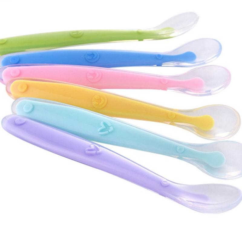 

Cups, Dishes & Utensils Silicone Spoon Baby Soft Feeding Water Tableware Complementary Born