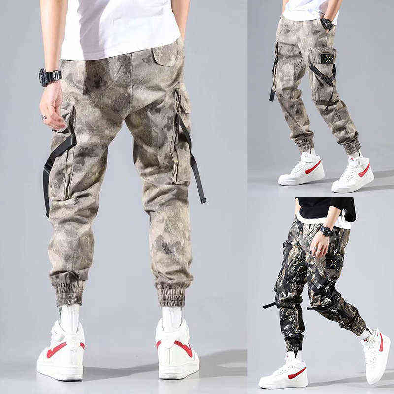 

2020 High Quality Men's Pants Casual Cotton Elastic Overalls Streetwear Camouflage Sweatpants Joggers Pants Fashion Men Clothing H1223, 0125 desert camoufla