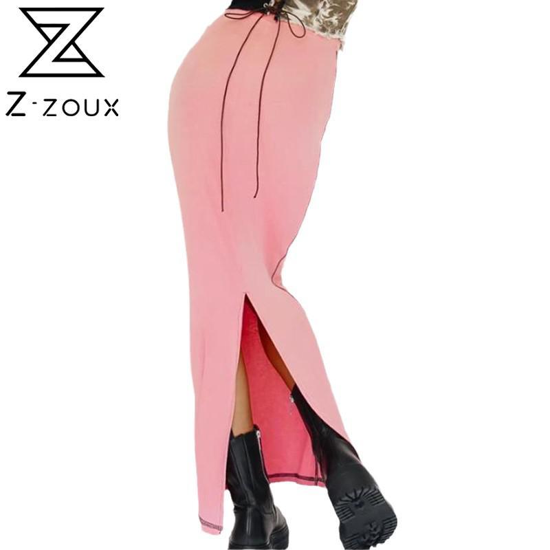 

Women Skirt Fashion Split Pencil Vintage Pink Maxi s All Match High Waist Long s Spring Summer 210524