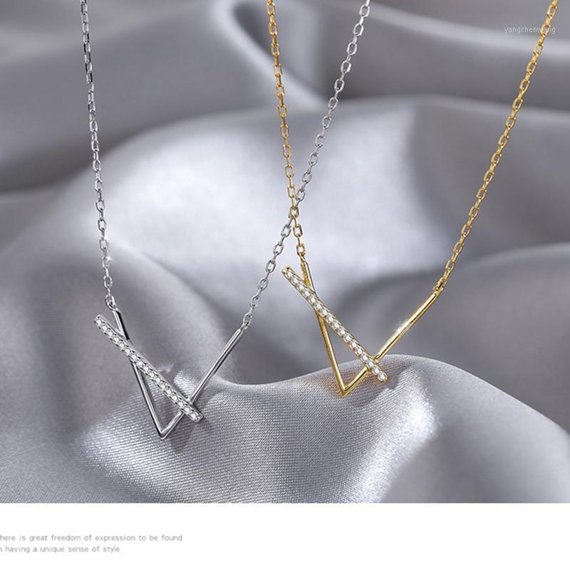 

Chains 1Pcs Silver V-shaped Geometric Necklace For Women Simple Clavicle Chain Gifts