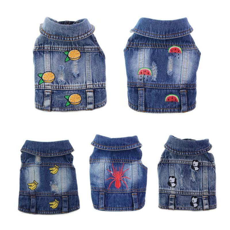 

Dog Apparel Embroidery Denim Jacket For Dogs Casual Cat Outerwear Jean Outfit Pet Clothing Small Medium Christmas Costume