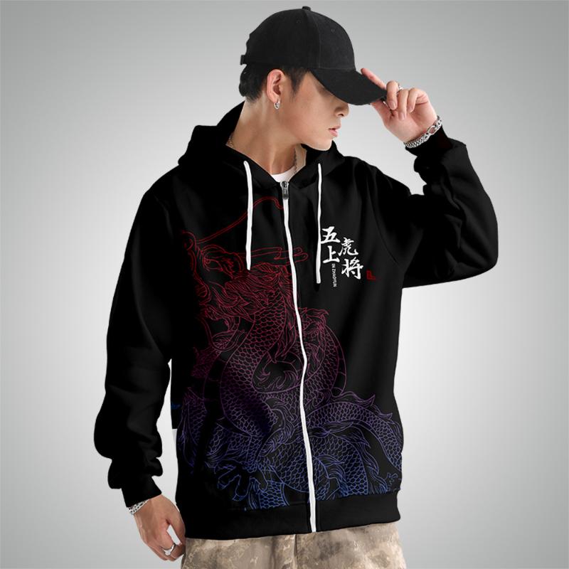 

Men's Jackets Dragon Warrior Printed Black Couple Women Men Zipper Coat Hoodies Harajuku Streetwear Fashion Casual Sweatshirt Top Oversize 6, Black;brown
