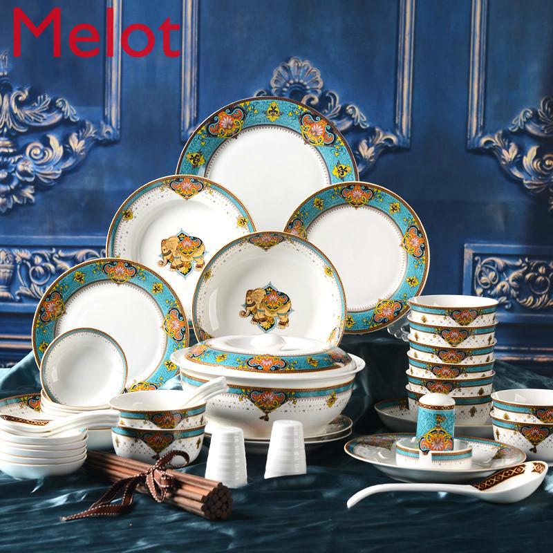 

Chinese Soul Dish Set European Style Creative Household Ceramic Bowl Plate Tableware Marriage And Relocation Bowls