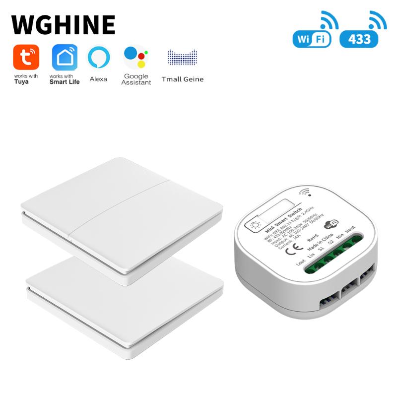 

Smart Home Control WGHINE Wireless WIFI Switch 16A Self-powered Waterproof Tuya Automation Timer Relay Support Google Alexa