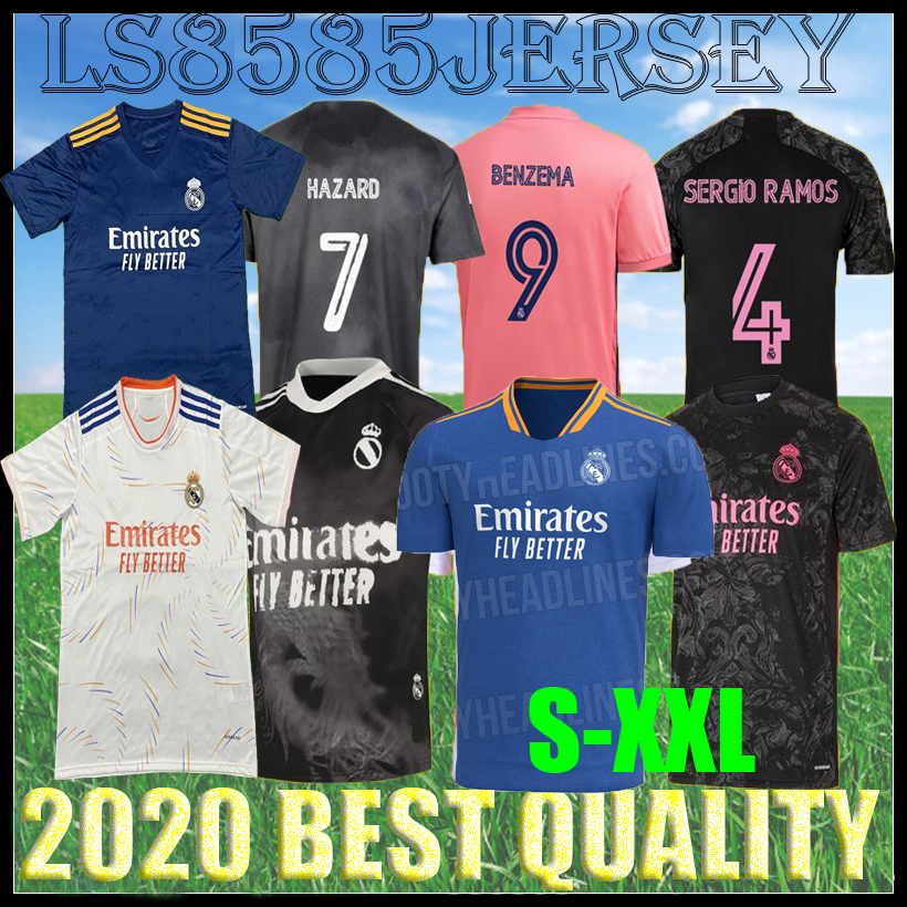 

20 21 22 Real Madrid HOME soccer jersey HAZARD SERGIO RAMOS VINICIUS camiseta de futbol 2021 2022 BENZEMA AWAY 3RD football shirt men top quality uniforms, Black