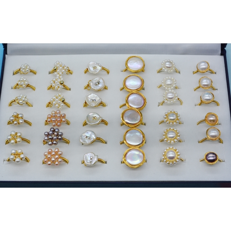 

Exquisite! Freshwater Ring Natural Baroque Women Handmade Pearl Rings