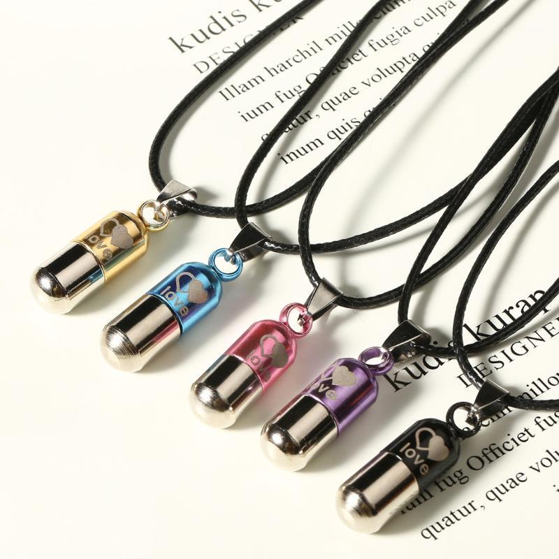 

Pendant Necklaces Cool Unisex Punk Open Necklace Shellhard Letter Love Bottle Leather Rope Chain Charm Jewelry Gift, Silver