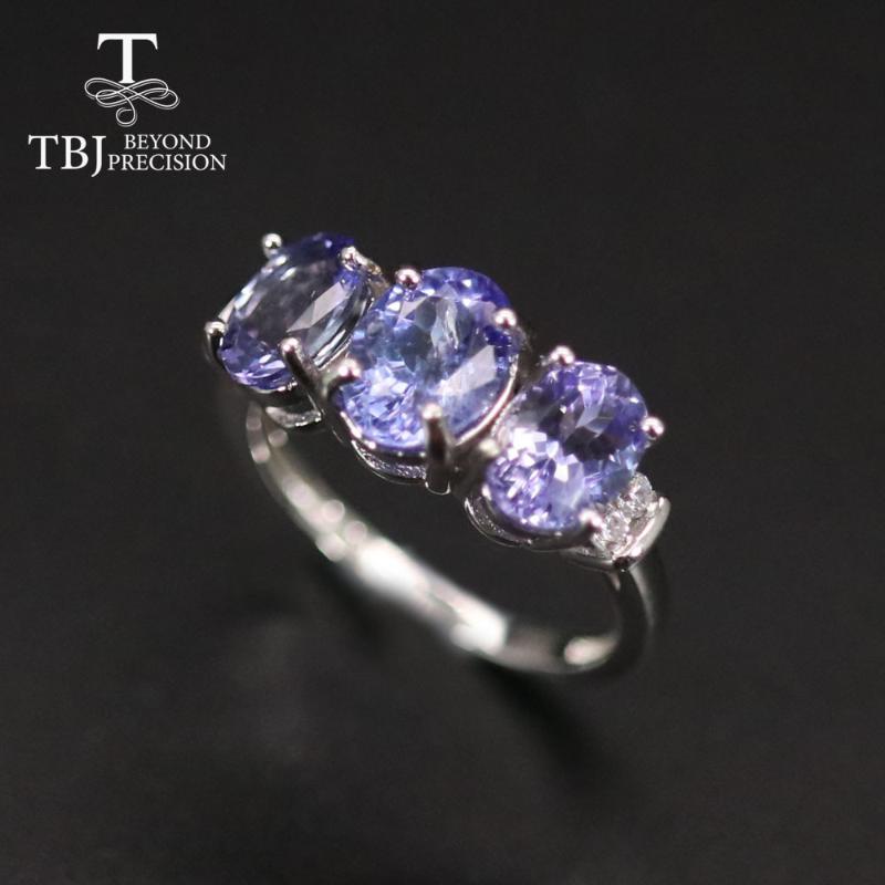 

Cluster Rings TBJ,Natural 3.2ct Tanzanite Women Ring Precious Gemstone Inclusion 925 Sterling Silver Fine Jewelry Daily Wear Nice Gift, Golden;silver