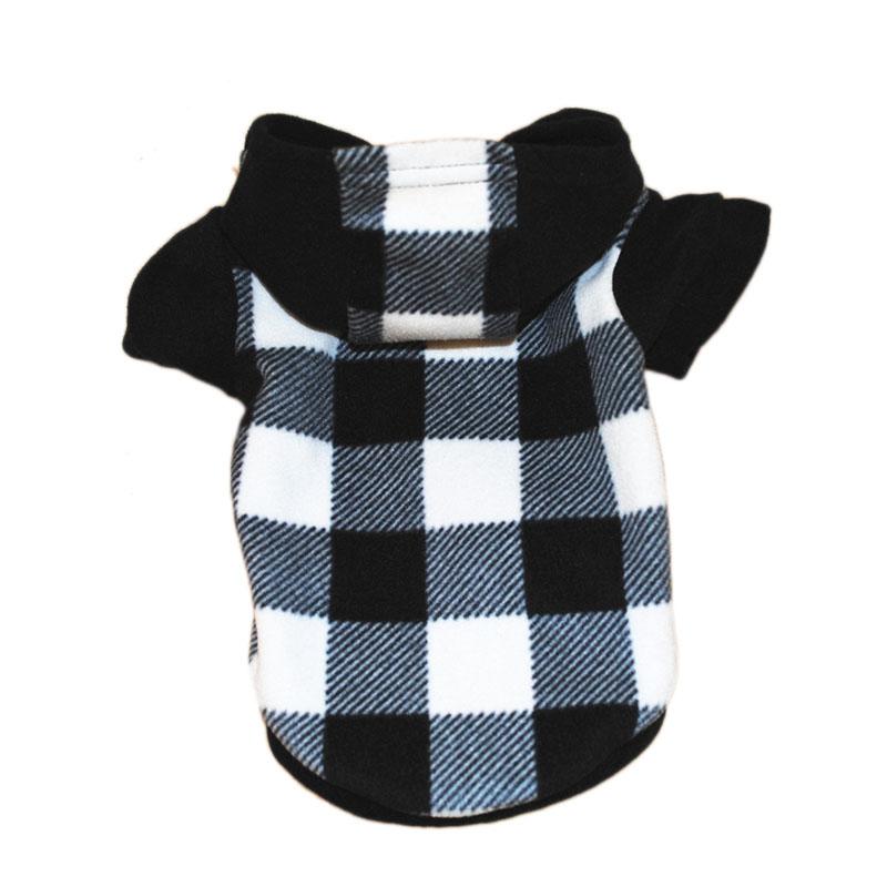 

Dog Apparel Pet Clothing Cat Small Clothes Casual Plaid Fleece Puppy Hoodies Warm Coat For Chihuahua Yorkshire Blue Red Purple -L, Black