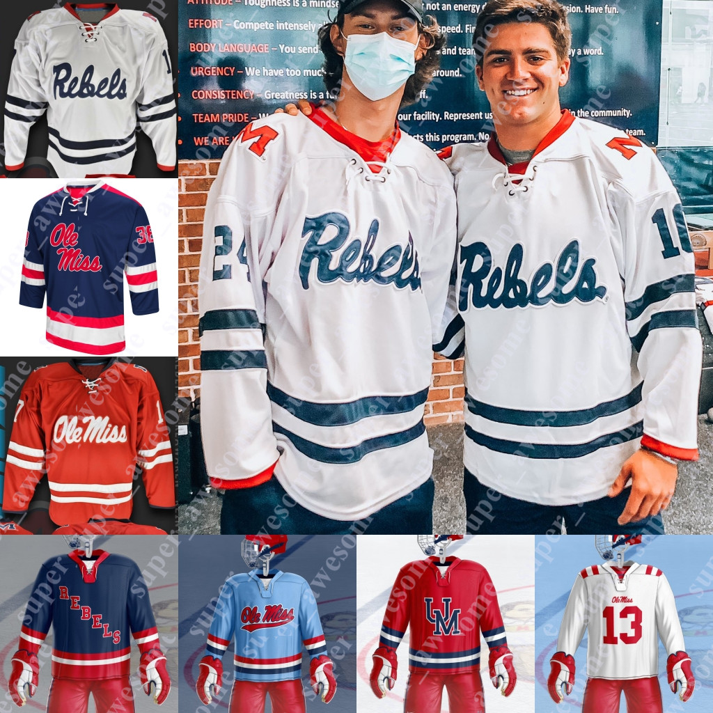 

Ole Miss Hockey Jersey Nathan Pawlow Connor Storner Quinn Pichel Matt Warnecke Gage Young Ryan Troy Connor McMahon Robbie Spadetti Joseph Robinson Cole Waddell, Red ii