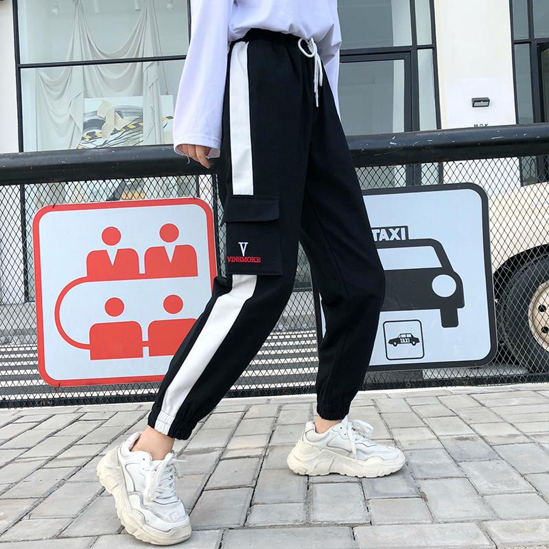 

Women's Pants & Capris Drawstring Overalls Summer 2021 Junior High School Students Loose And Thin Fashion West Wind Casual, Black;white