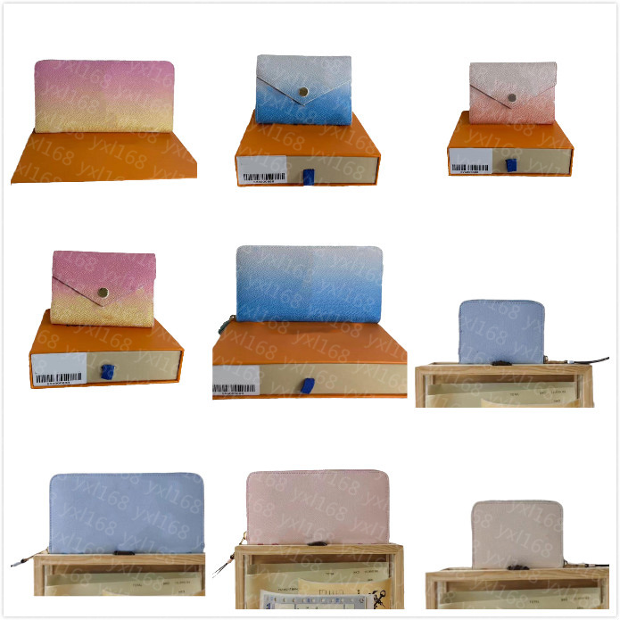 

Wholesale Real leather for women designer long wallet Card holder by the pool classic zippy pocket Victorine with Box, 41938-fog