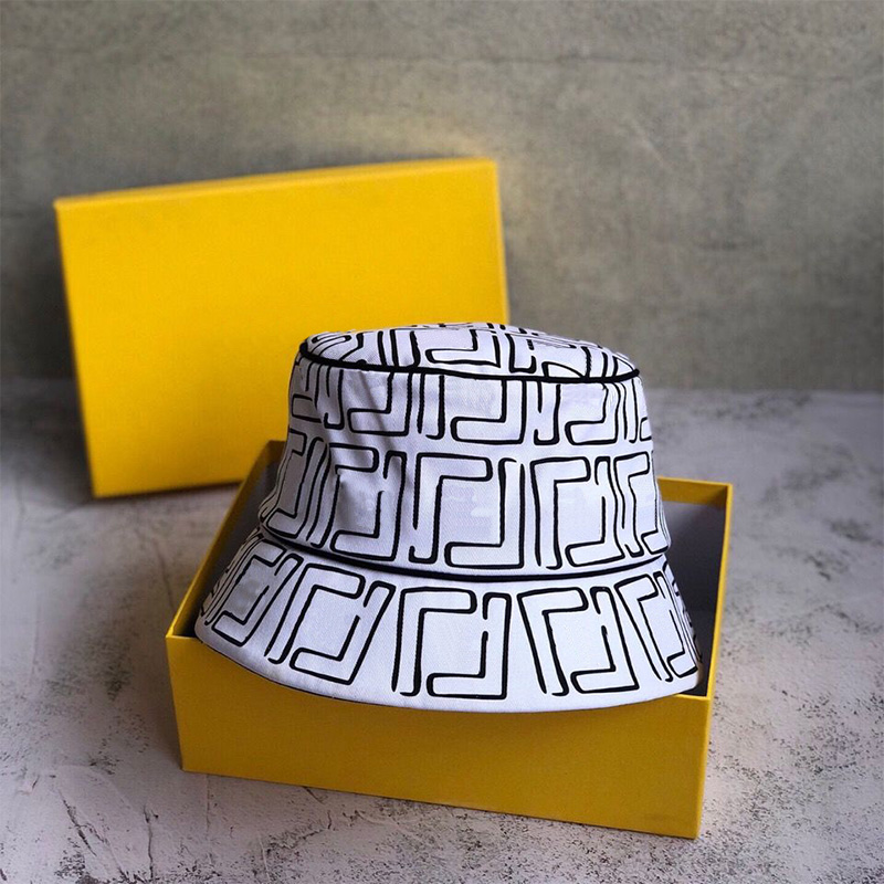 

Womens Printed Bucket Hat Fisherman Cap Designer Hats Luxury Caps Brand Mens F Beanie Chapeau Bonnet Tiuso, White