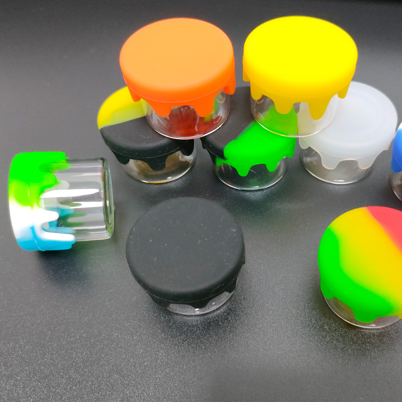 

6 Ml Wax Container Silicone Jar Mini Non-stick Glass Box Oil Jars Holder For Vaporizer Vape