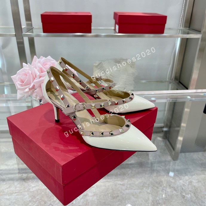 

2022 Studs Sandals Sexy High Heel Dress Shoes Women Summer Fashion Ankle Strap Pumps Luxury Banquet Top Quality Heels size35-42, 03