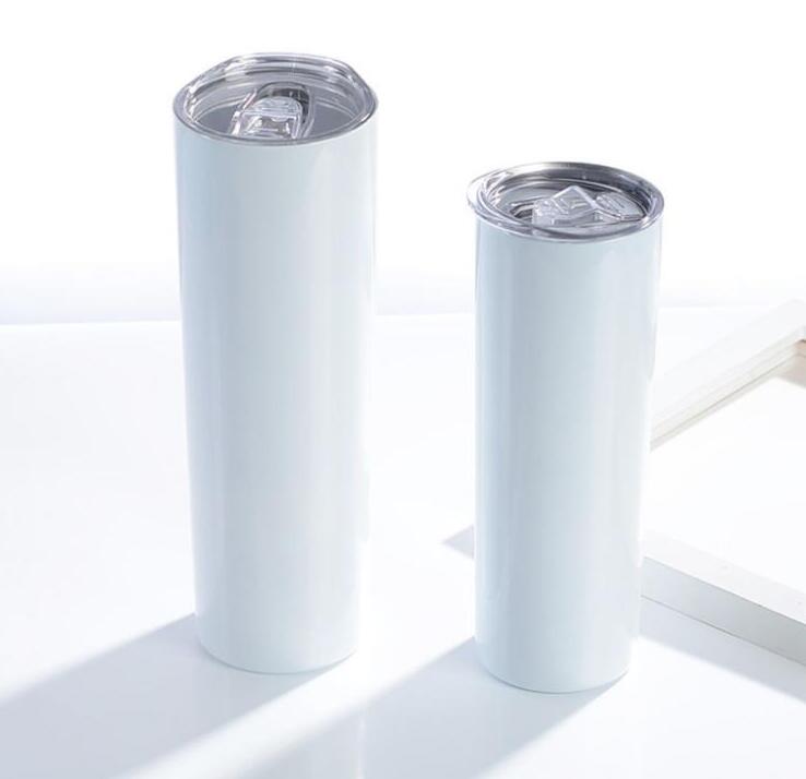 

20oz Sublimation Skinny Tumblers Straight Tapered blank white skinny tumbler with lid straw 20 oz Stainless steel vacuum insulated sippy