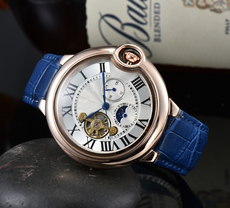 2023 New luxury mens watches Large flywheel Five stitches automatic Mechanical watch designer wristwatches Top luxury brand moon Phase Steel And lea