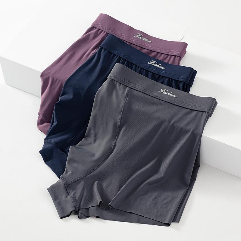 

Underpants Men's Underwear Ice Silk Boxer Summer Breathable Ultra-Thin Smooth Personalized Tide Shorts, Black;white