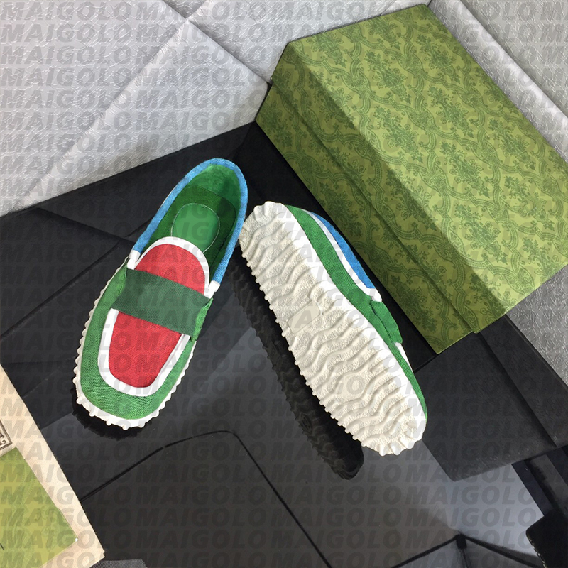 

50%off Men Casual Slip On Dress Shoes Tennis Handmade Mesh Red Green Stripe Canvas Leisure White Sneaker Loafers Women With Original Box, It is box not shoes