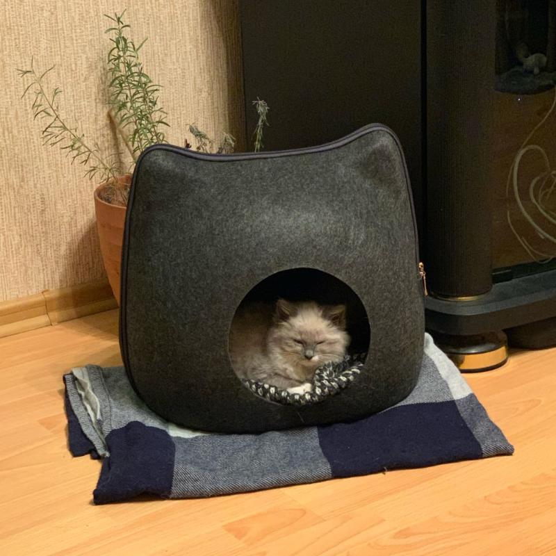 

Egg Shape Dog Cat Bed Sleeping Bag All Around Nest With Detachable Cushion Mat Zipper Felt Cloth Winter Warm Pet House Beds & Furniture