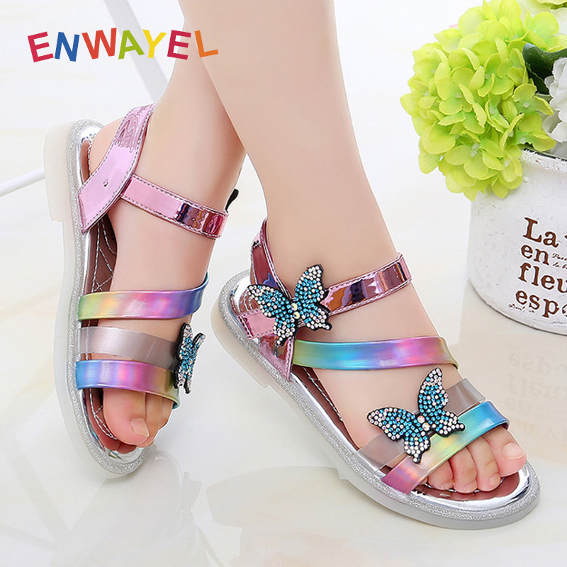 

ENWAYEL Fashion Rhinestone Children Sandals For Girls Kids Shoes 2021 Summer Sandal Slippers Child Sandles Sandalias Chaussure, 20016 gold