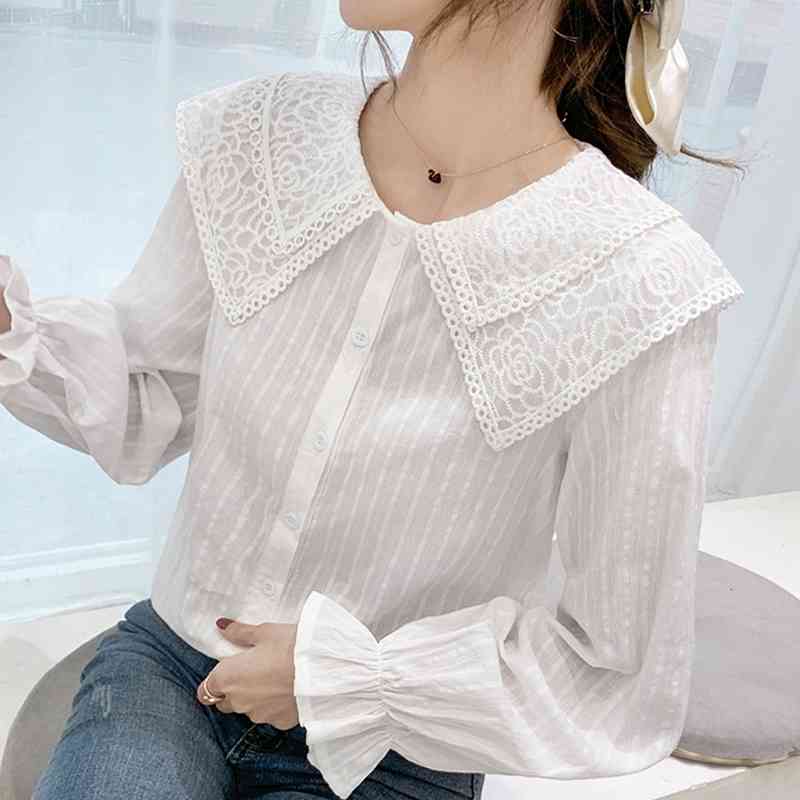 

Spring Long Sleeve White Blouse Women Tops Blouse Women Blusas Mujer De Moda Chiffon Blouse Shirt Women Blouses Blusa E389 210602