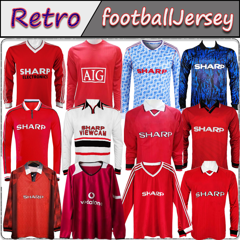 

04 06 84 Manchester Retro Soccer jersey 92 94 96 MAN98 99 86 United v.NISTELROOY GIGGS Beckham RONALDO CANTONA away Solskjaer shirts, Black;yellow