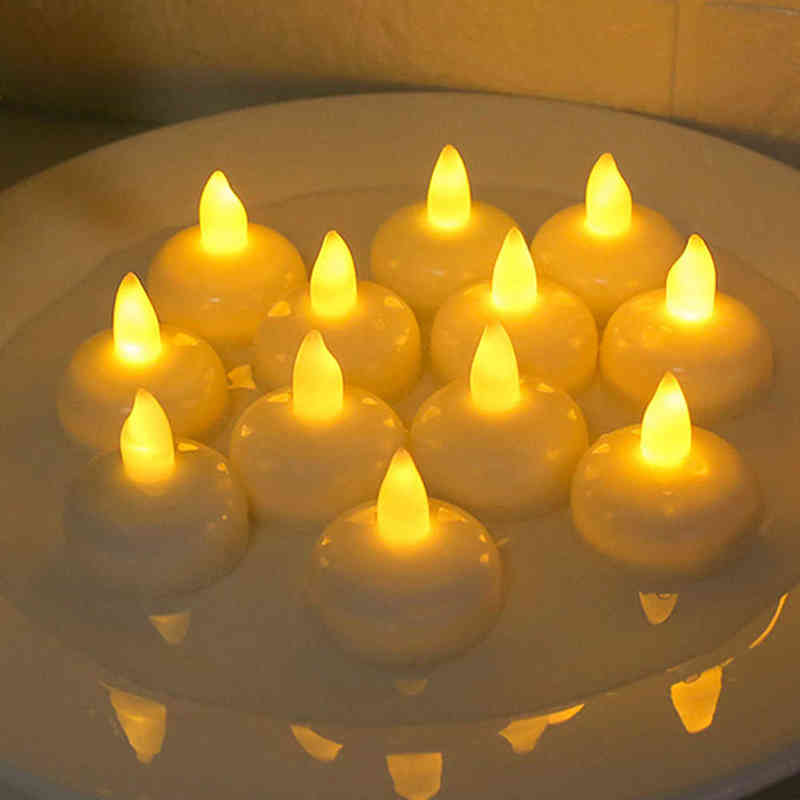 

Flameless Floating Candle Waterproof Flickering Tealights Warm White Led Candles for Pool SPA Bathtub Wedding Party Dinner Decor H1222