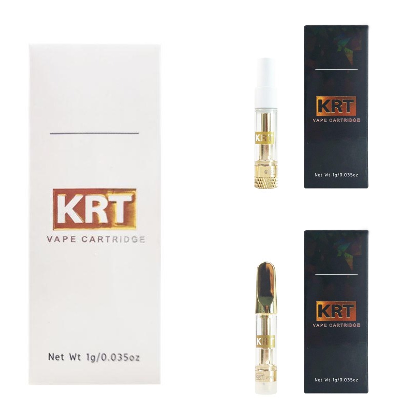 

Newest KRT Empty vape Cartridge with Packaging boxes stickers 0.8ml 1.0ml Gold White Top