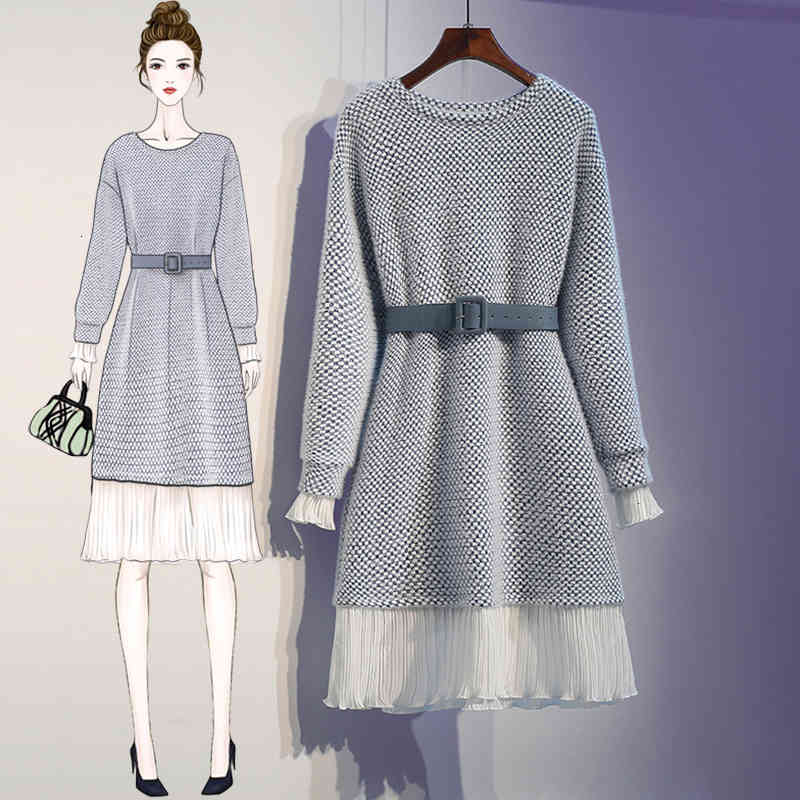 

Casual Dresses Mini women's knitted-out sweater, plus size, for office, winter, , patchwork, long sleeve, frilly, bodycon dresses 8N0D, 1# shoe box