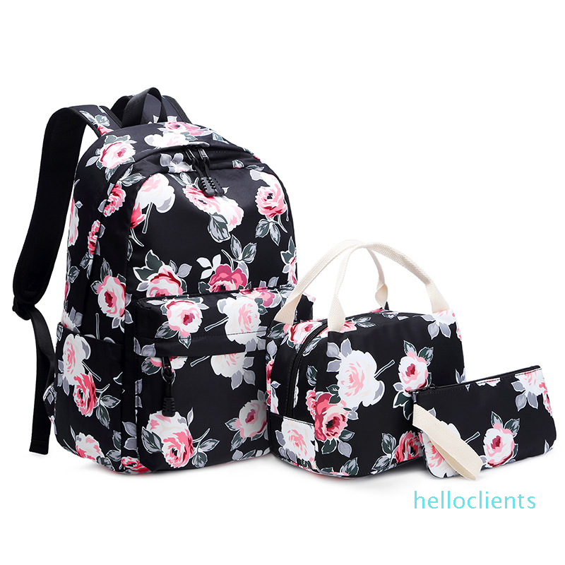 

Designer-3pcs/Set Backpack Women Flower Printing Backpacks College School Bags for Teenage Girls Bookbag Laptop Rucksack Travel Daypack, Blue