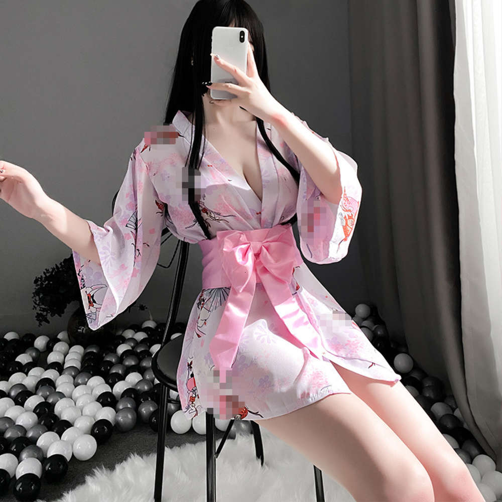 

Meizhilan print rabbit summer thin kimono double layer gauze moonwear Nightgown bathrobe