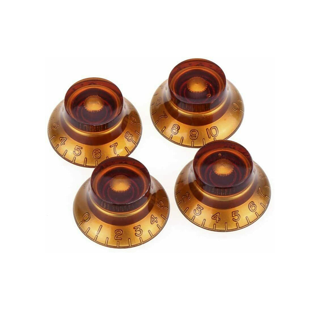 

4Pcs Guitar Knobs Bass Top Hat Bell Speed Knobs for Les Paul SG Amber