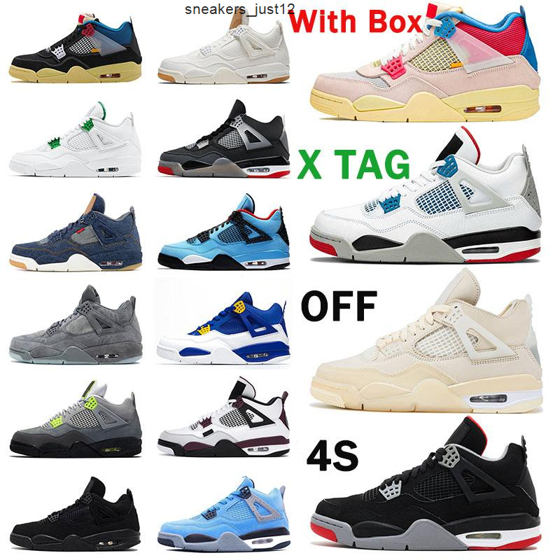 

2021 JUMPMAN 4s New Bred Basketball Shoes Cactus Jack Sail Off Union 4 Hot Punch white Black Cat kaws trainers sports sneakers