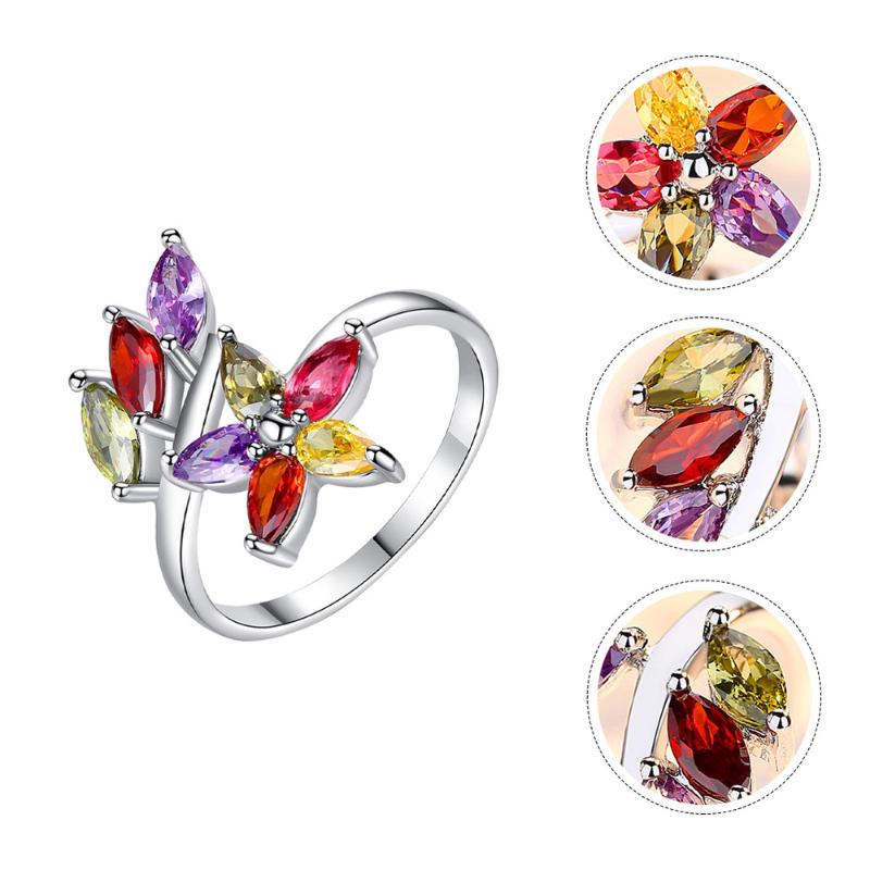 

Cluster Rings 1pc Simple Finger Ring Decor Open Adjustable Jewelry (Colorful)