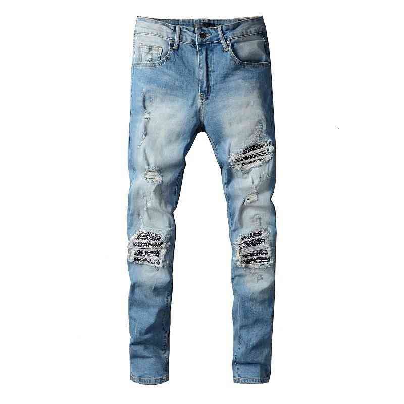 

Men's Jeans Ripped Mens Distress Skinny Slim Fit Denim Destroyed Hip Hop Pants For Men Top Quality 10UP, 964