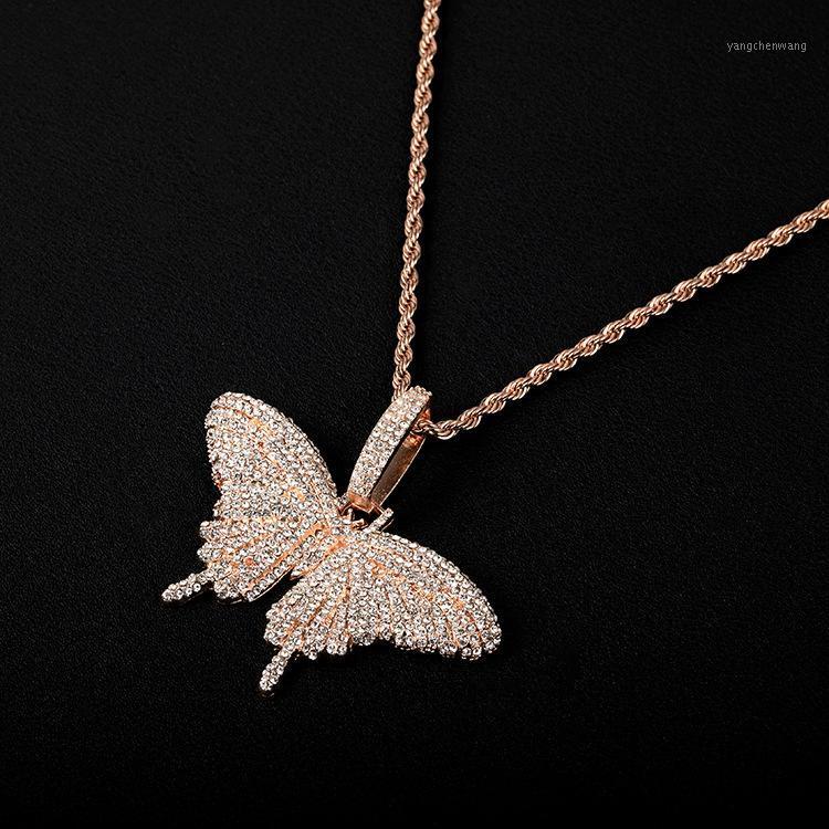 

Chains Alloy Inlaid Zircon Butterfly Pendant Hip Hop Men's Necklace Vintage Unisex Trendy Charm For Couples Jewelry Gift
