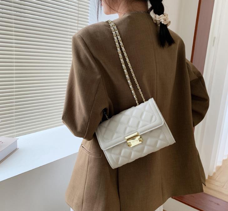

Shoulder Bags Quilted Simple Pu Leather Mini Flap Crossbody Bag Fashion 2021 Spring Chain Purses And Handbags Luxury Designer Black