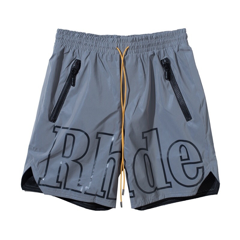 

20ss Fashion Summer USA Newyork Rhude X Patron 3M Reflective Nylon String Shorts Women Men High Street Middle Pants Jogging Shorts, White;black