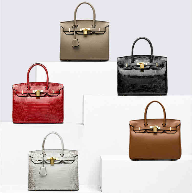 

CLASSIC FLOWER European and American fashion brand H letter shopping bag litchi crocodile handbag all kinds of bags wholesale, Litchi grain red-s=19x13x25cm