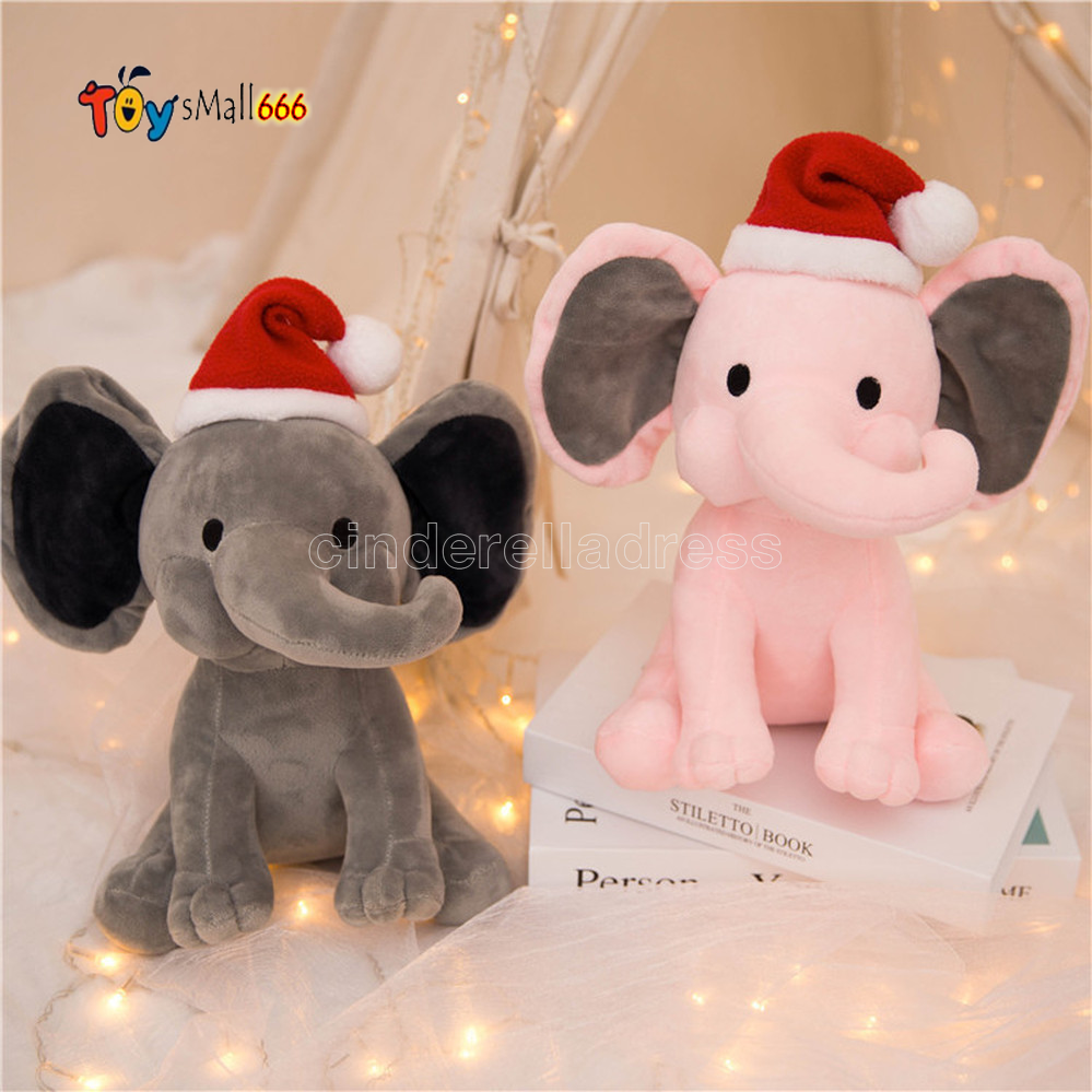 

DHL Kids Elephant Plush Toys With Christmas Hat Soft Pillow Stuffed Cartoon Animals Soft Dolls Toys Kids Sleeping Back Cushion Children Birthday Gift CT11, Multicolor