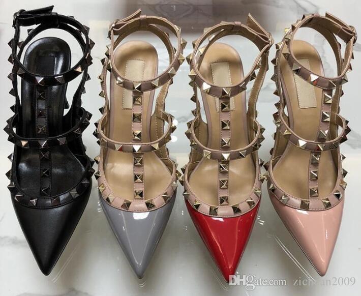 

Women Pumps Wedding Shoes Woman High Heels sandal Nude Fashion Ankle Straps Rivets Shoes Sexy High Heels Bridal Shoes, A5