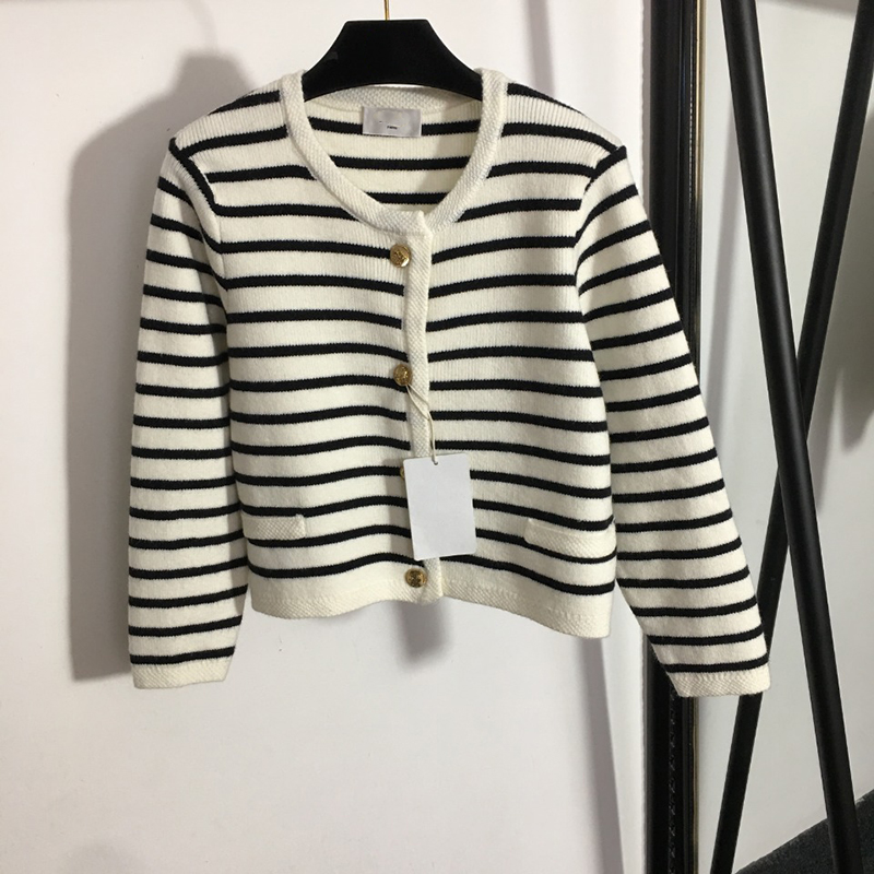 

Brand Stripe Women Sweaters Outdoor Elegant Charm Cardigan Birthday Gift for Girls Luxury Wool Sweater, White