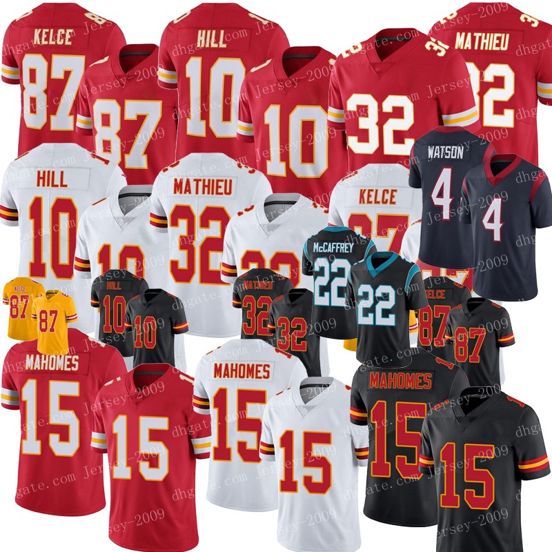 

Patrick Mahomes 15 Travis Kelce 87 Football Jersey 10 Tyreek Hill 32 Tyrann Mathieu 4 Deshaun Watson 22 Christian McCaffrey jerseys