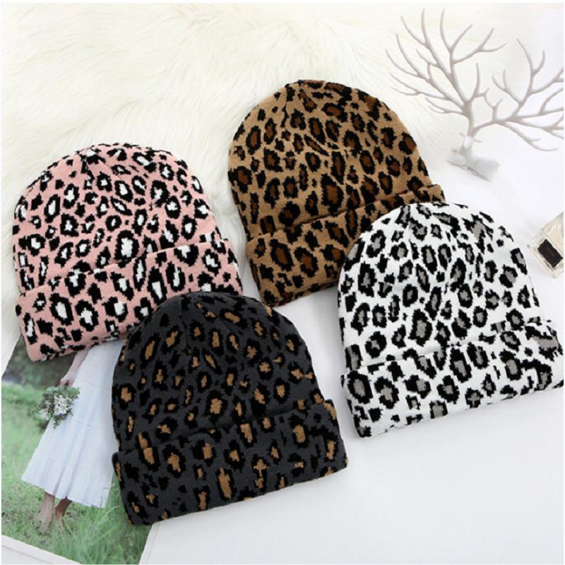 

Beanie/Skull Caps 1Pc Ladies Winter Leopard Hat Fashion Women Wool Warm Knitted Hats Animal Print Beanies Cap Thicken Bonnet Causal Hip Hop, Blue;gray