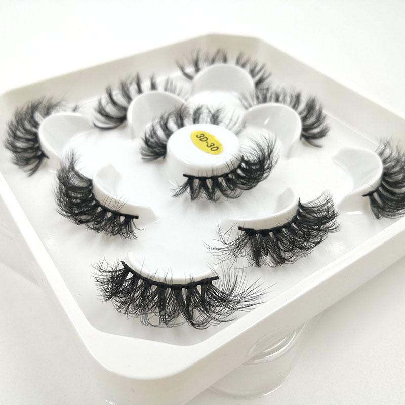 

False Eyelashes 2/5Pairs 25 Mm 3d Mink Lashes Bulk Faux With Custom Box Wispy Natural Pack Short Wholesales