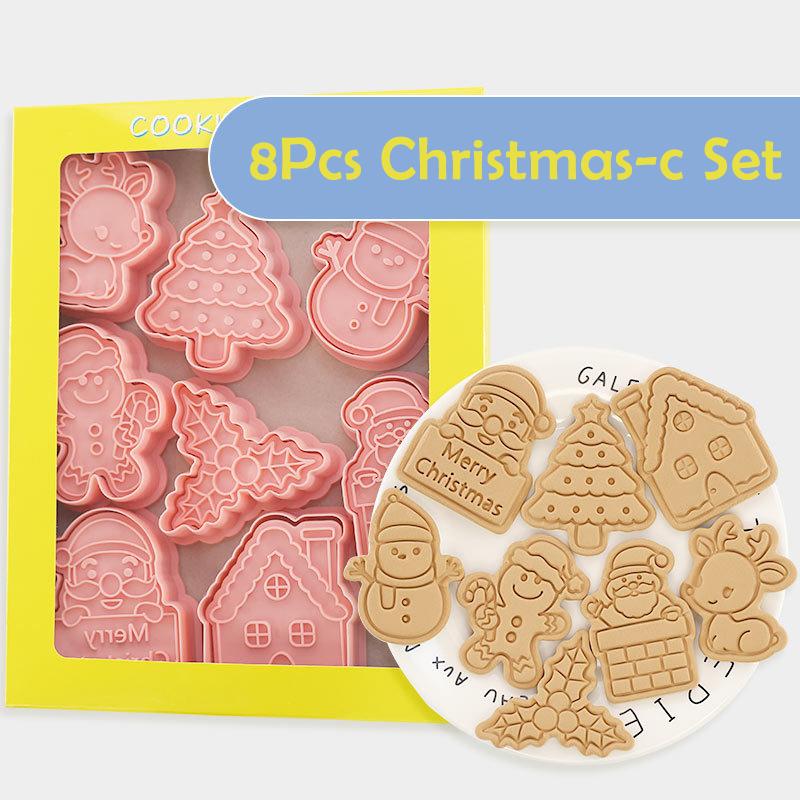 

Baking Moulds 8Pcs/Set Cartoon Biscuit Mould Plastic Cookie Decorating Tools High Quality DIY Cutter Christmas